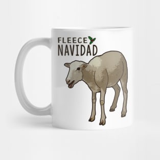 Fleece Feliz Navidad Pun Christmas Sheep Mug